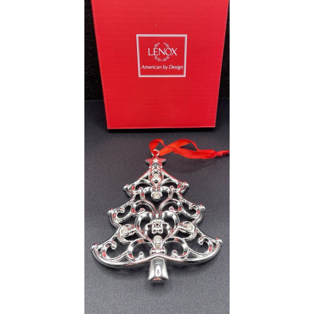 Lenox Sparkle & Scroll‎ Large Christmas Tree Ornament Clear Crystals. New in Box